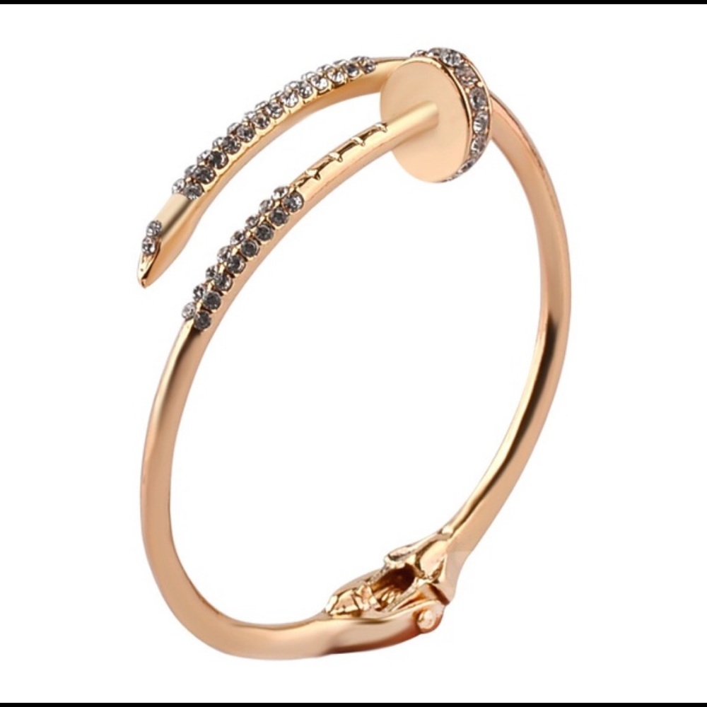 ROSE GOLD hot🌶nail bracelet with rhinestones - Picture 6 of 8